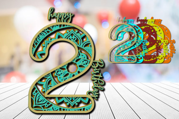 2nd Birthday Cake Topper Mandala 3D SVG for Creative Blog Design and Editorial Use