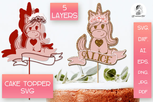 3D Layered Cake Topper SVG Unicorn – Playful Graphics for Crafts & Branding