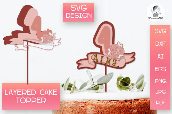 3D Layered Cake Toppers SVG for 4-Year-Old Celebrations