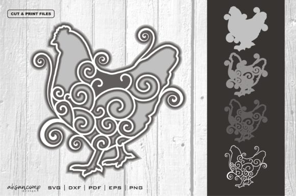 3D Layered Chicken Cut File Vector 6 – A Decorative Graphics Asset for Branding and Print Projects