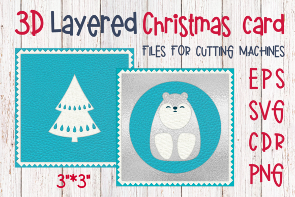3D Layered Christmas Card SVG for Festive Digital Products