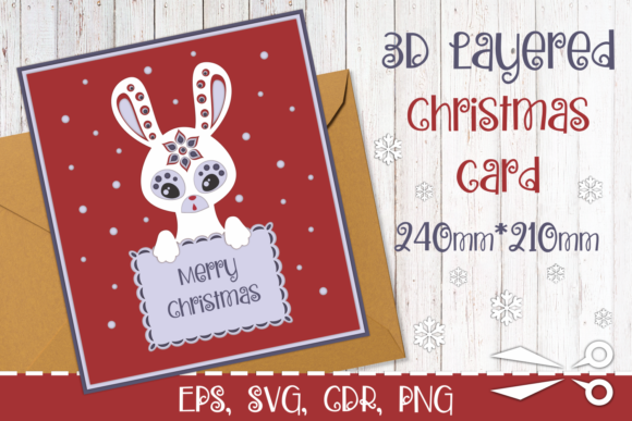 3D Layered Christmas Card with Bunny