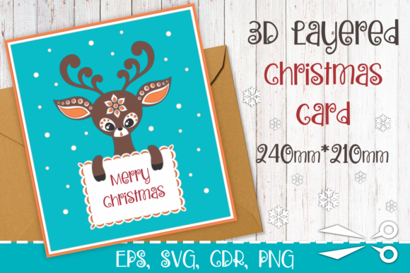 3D Layered Christmas Greeting Card: Festive 3D SVG Design for Seasonal Branding