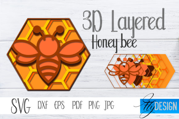 3D Layered Honey Bee SVG for Crafts & Graphics