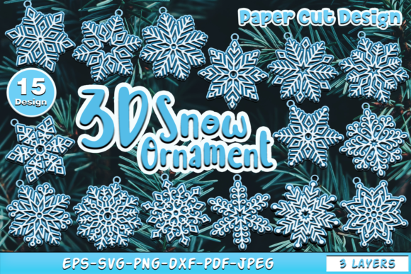 3D Layered Snow Christmas Ornaments SVG for Crafts & Graphics Sellers