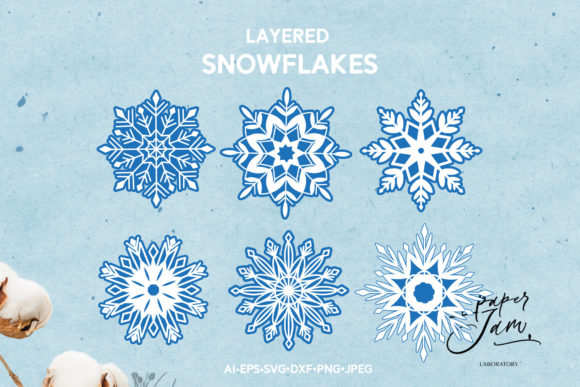 3d Layered Snowflakes Svg