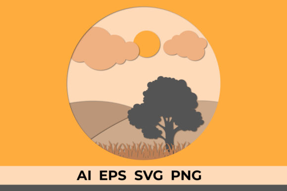 3D Paper Cutout Nature Background SVG for Graphics & Crafts Projects