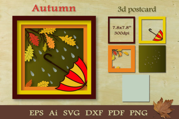 3D Postcard Autumn SVG: A Crafted Graphic for Seasonal Content