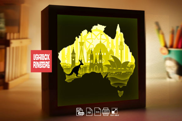Australia Kangaroo Paper Lightbox 234: 3D SVG Shadow Boxes for Modern Branding
