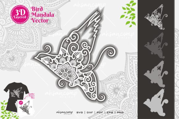 Bird Mandala 2 3D Layered: A 3D SVG for Shadow Box-Inspired Digital Products