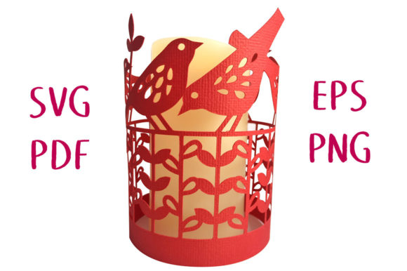 Birds on a Fence Lantern SVG Cut File