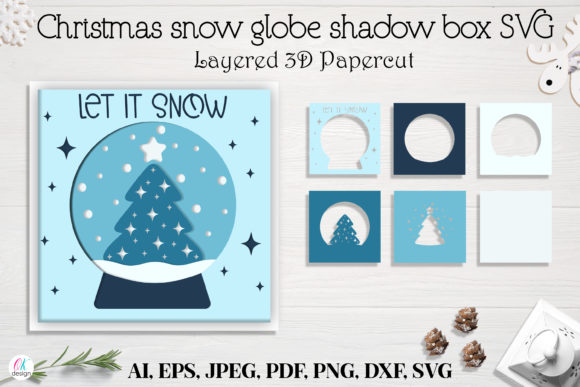 Christmas Globe Shadow Box SVG,