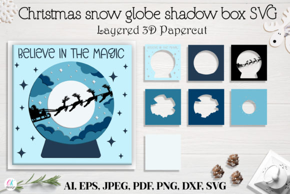 Christmas Globe Shadow Box SVG Vol. 3 – Graphics for Festive Digital Products