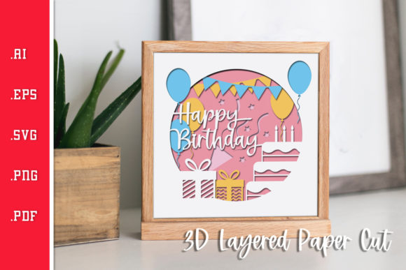 Happy Birthday Layered Paper Cut - SVG for Crafts & Graphics Sellers