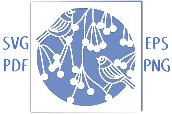 Hedgerow Birds Circle Card SVG Cut File: A 3D SVG with Delicate Charm for Local Brand Packaging and Greeting Cards