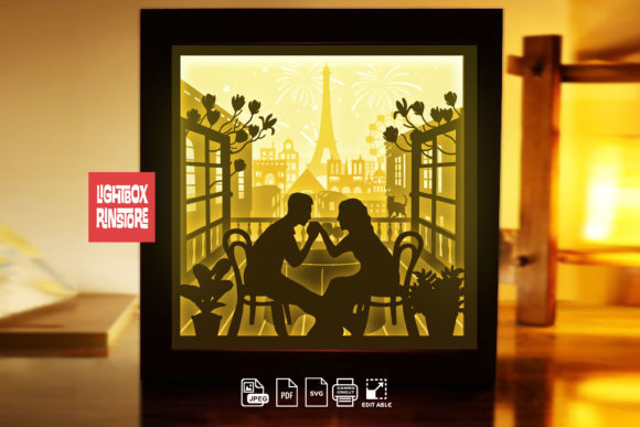 Love in French Paper Lightbox 232: A 3D SVG Shadow Box for Elegant Brand Storytelling