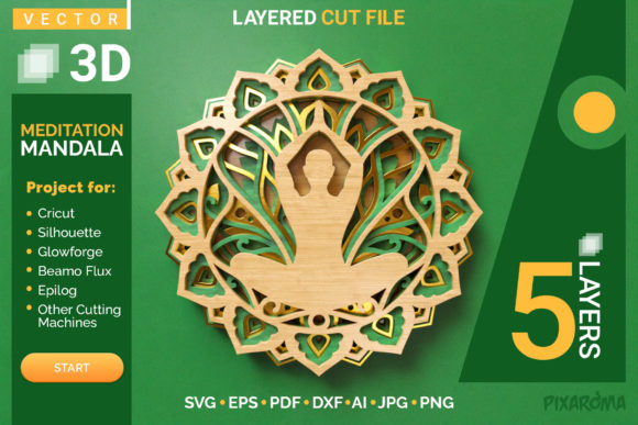 Meditation Mandala Layered SVG Cut File for Crafts & Graphics