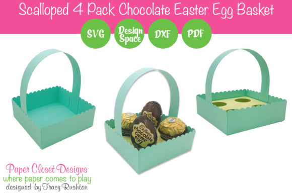 Scalloped Easter Egg Basket Four Pack: A 3D SVG Shape for Seasonal Blog Design