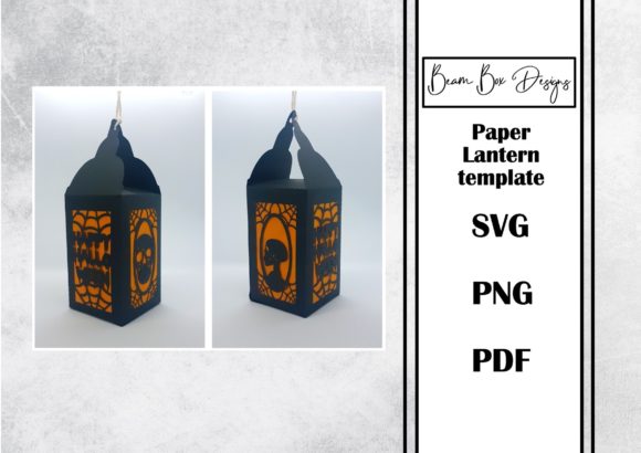Skull Halloween Paper Lantern Template: 3D SVG Design for Seasonal Blog Graphics
