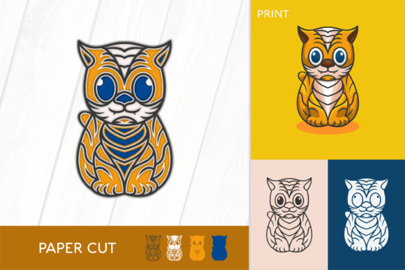 Tiger Multilayer: A Bold 3D SVG for Shadow Boxes & Brand Visuals