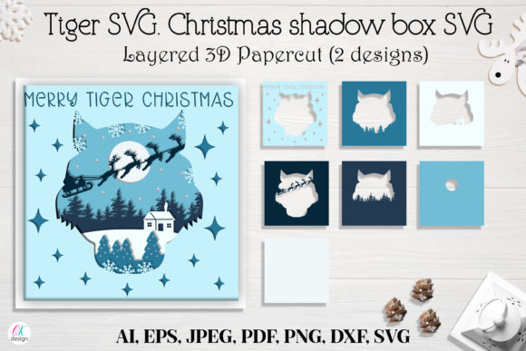 Tiger Shadow Box SVG Graphics for Graphic Templates