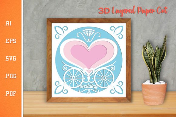 Wedding Couple Sign Layered Paper Cut for Crafts & Editorial Graphics